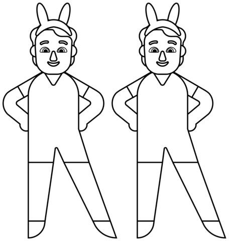 Men With Bunny Ears Emoji From Dancing Coloring Page